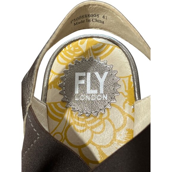 Fly London Wedge Sandals Brown Strappy Womens Size 41/ US 10 - Picture 2 of 9